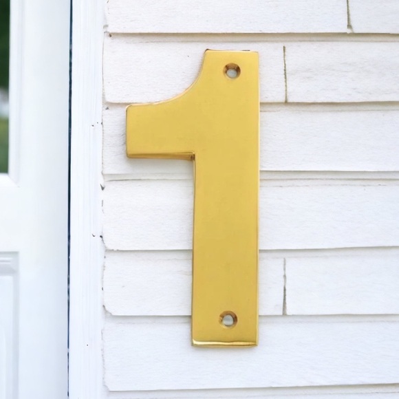 Williams Sonoma Solid Brass House Address Number, #1 - Picture 3 of 6